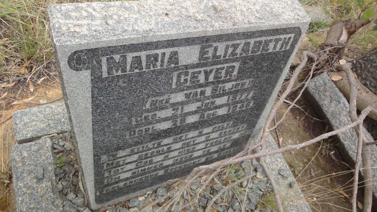 GEYER Maria Elizabeth nee VAN BILJON 1877-1946
