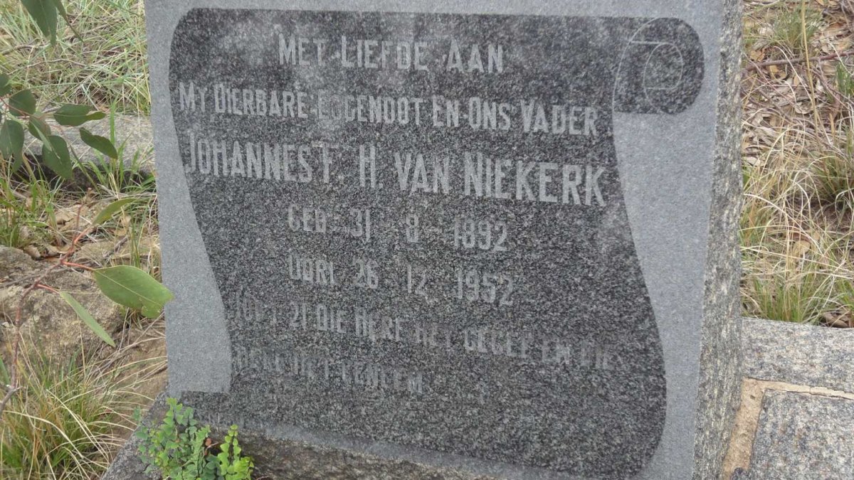 NIEKERK Johannes F.H., van 1892-1952