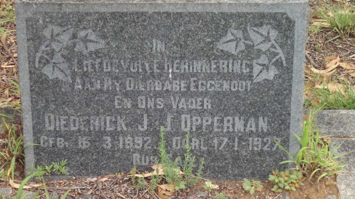 OPPERMAN Diederick J.J. 1892-1927