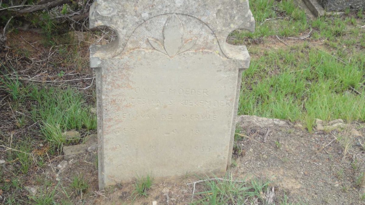 KOEKEMOER Anna Gesina S. nee VAN DE MERWE 1864-1953