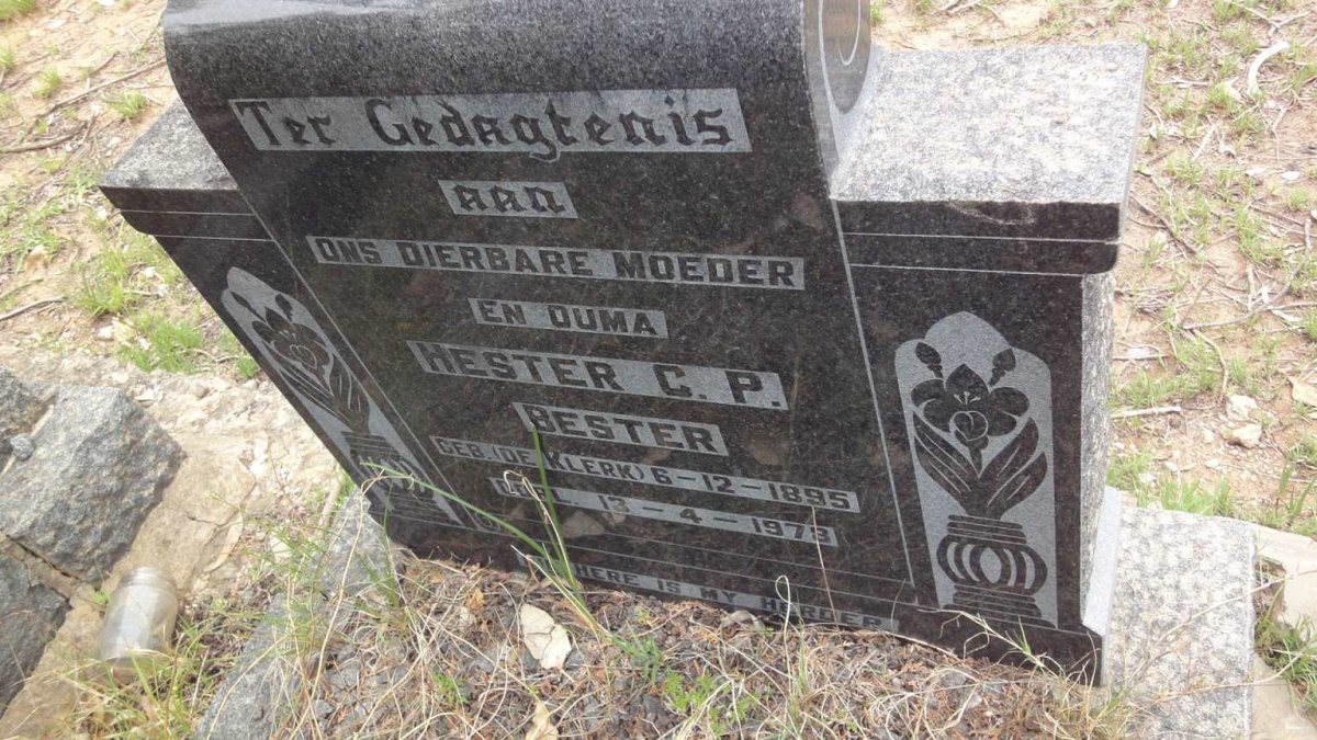 BESTER Hester C.P. nee DE KLERK 1895-1973