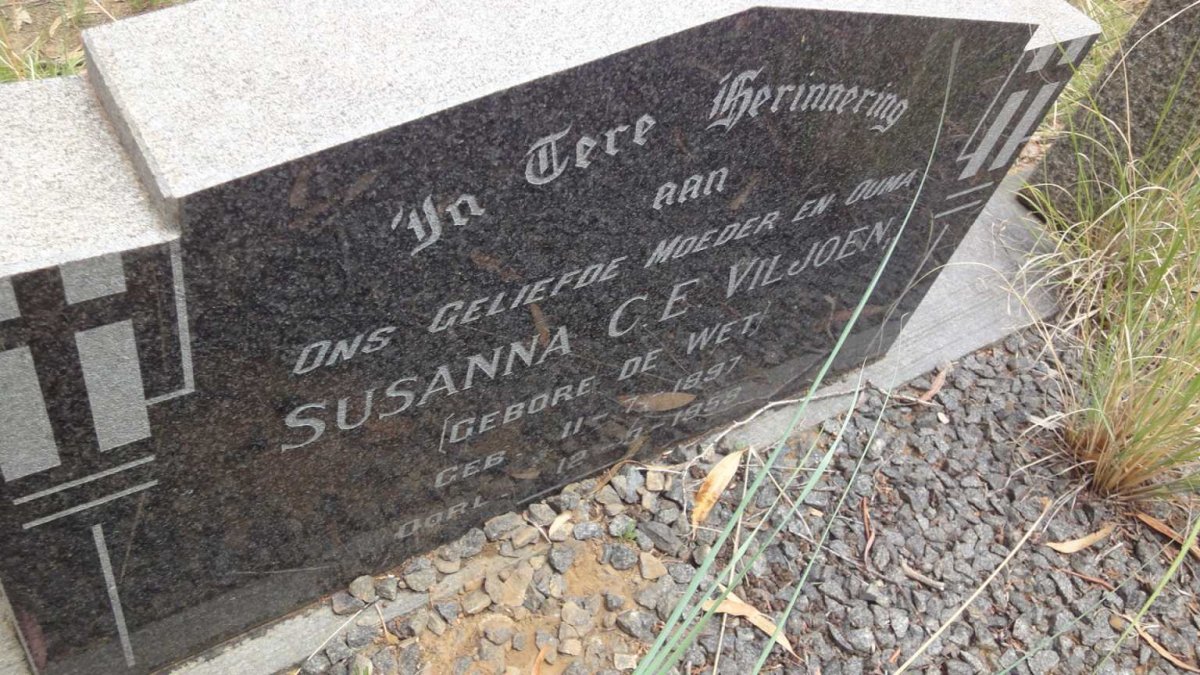 VILJOEN Susanna C.E. nee DE WET 1897-1958