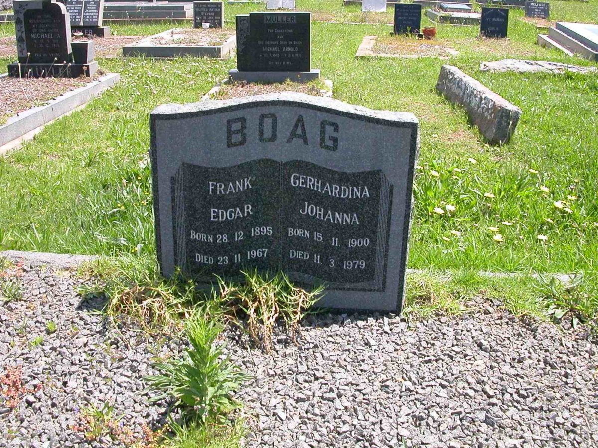 BOAG  Frank Edgar 1895-1967 &amp; Gerhardina  Johanna 1900-1979