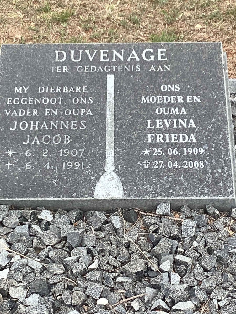DUVENAGE Johannes Jacob 1907-1991 &amp; Levina Frieda 1909-2008