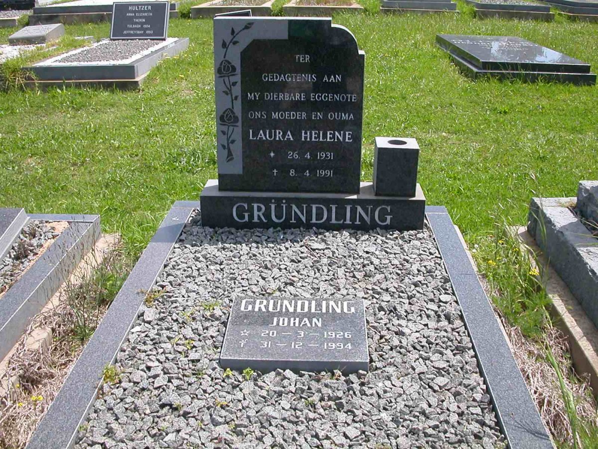 GRUNDLING Johan 1926-1994 &amp; Laura Helene 1931-1991