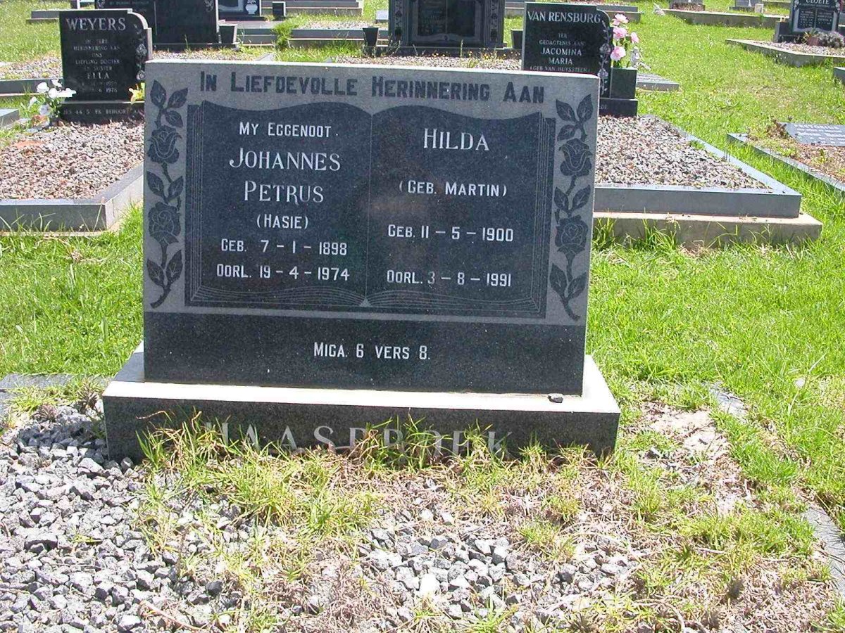 HAASBROEK Johannes Petrus 1898-1974 &amp; Hilda MARTIN 1900-1991