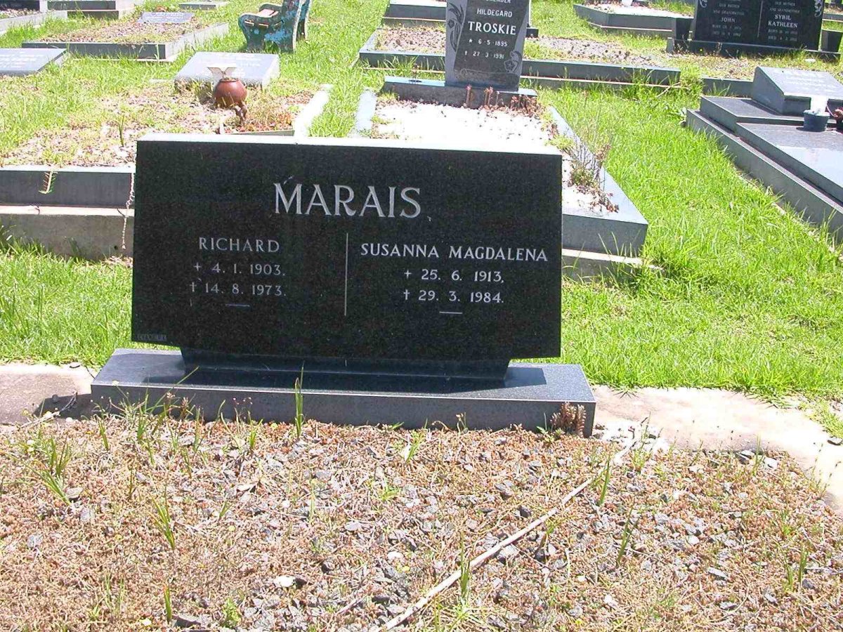 MARAIS Richard 1903-1973 &amp; Susanna Magdalena 1913-1984