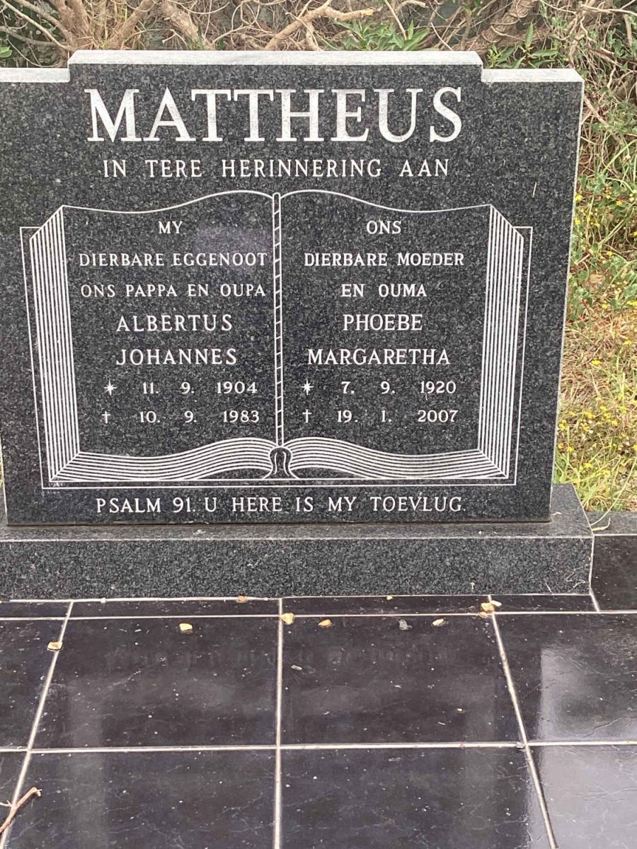 MATTHEUS Albertus Johannes 1904-1983 &amp; Phoebe Margaretha 1920-2007