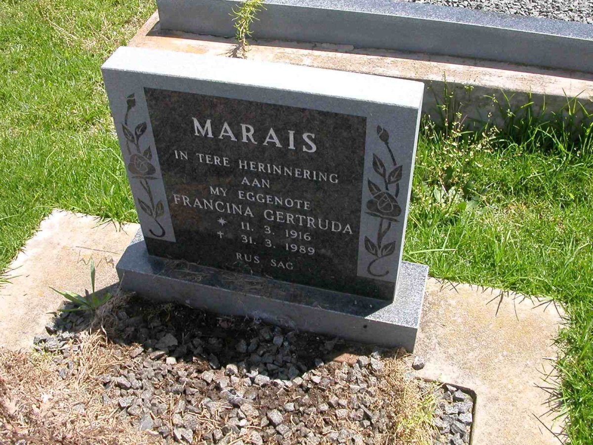 MARAIS Francina Gertruida 1916-1989