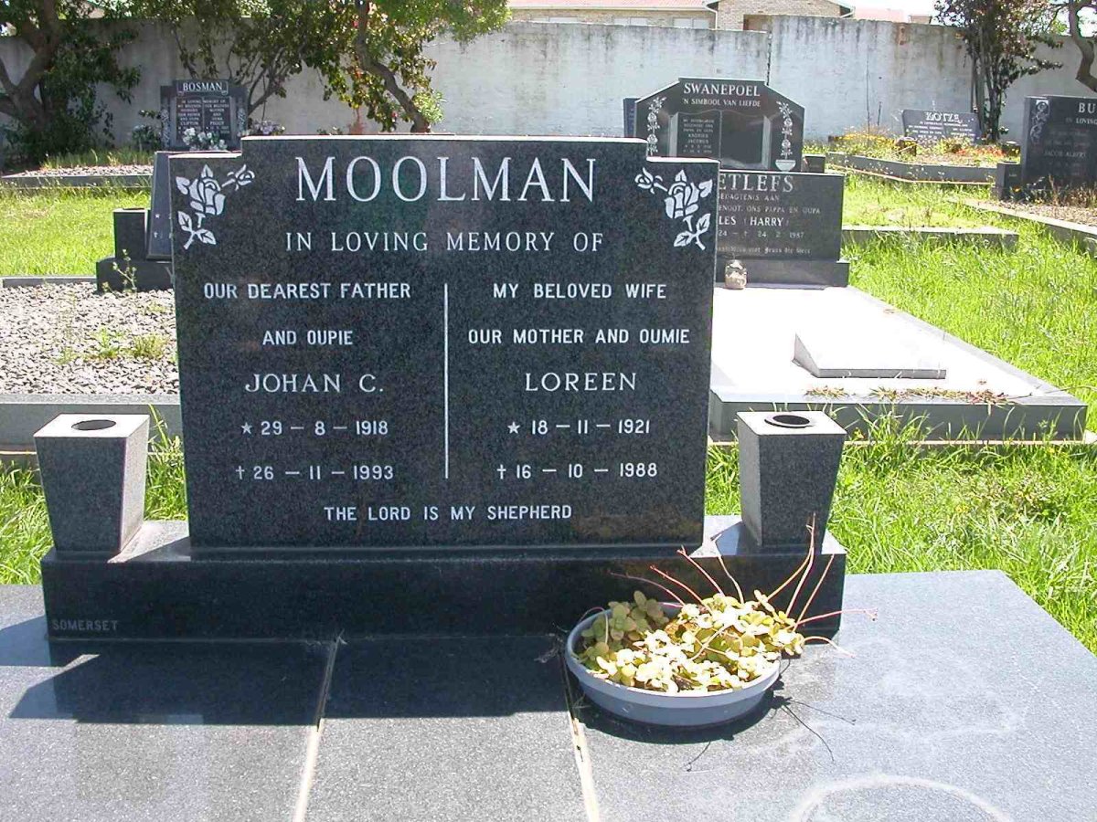MOOLMAN Johan C. 1918-1993 &amp; Loreen 1921-1988