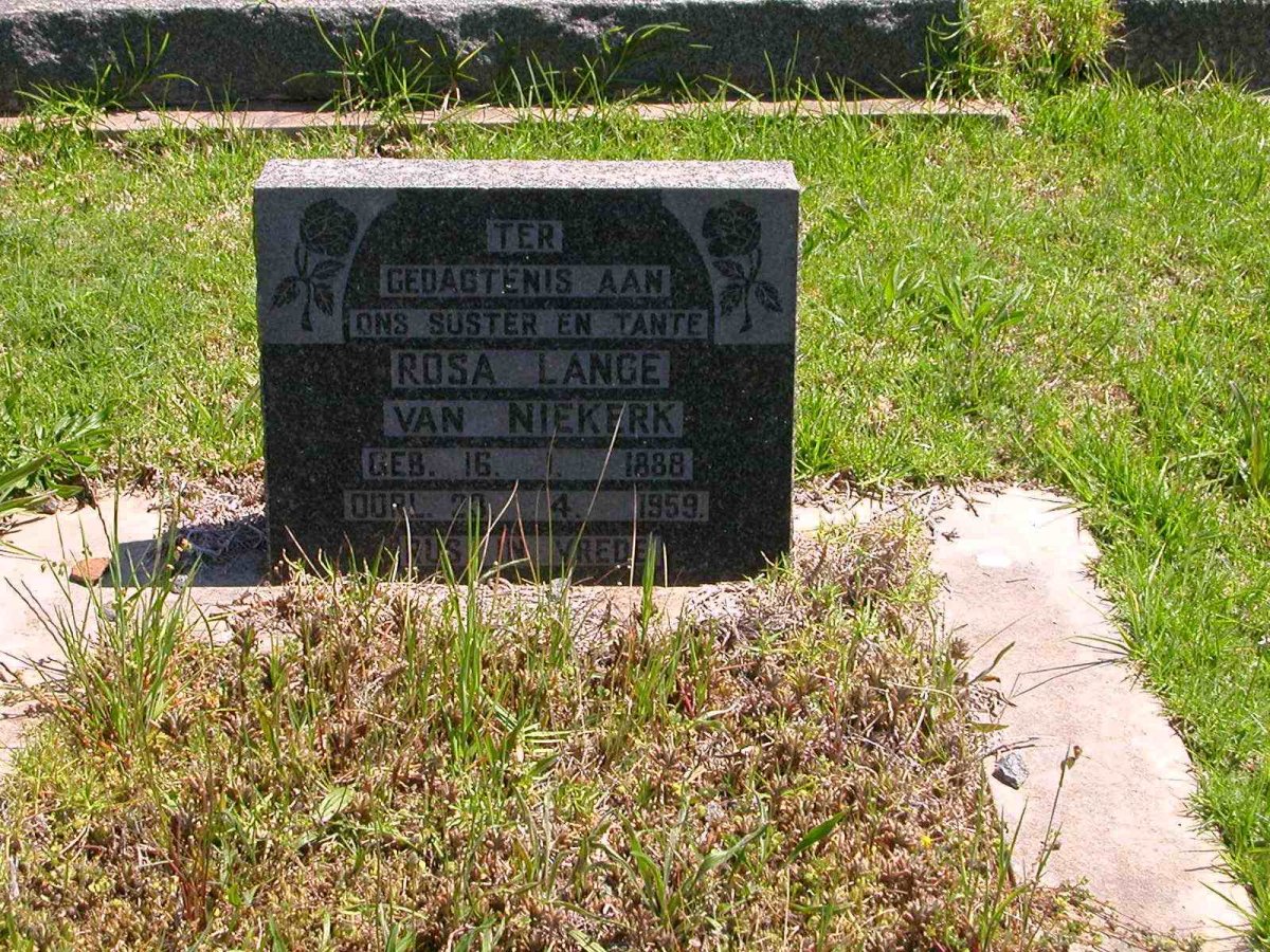 NIEKERK Rosa Lange, van 1888-1959