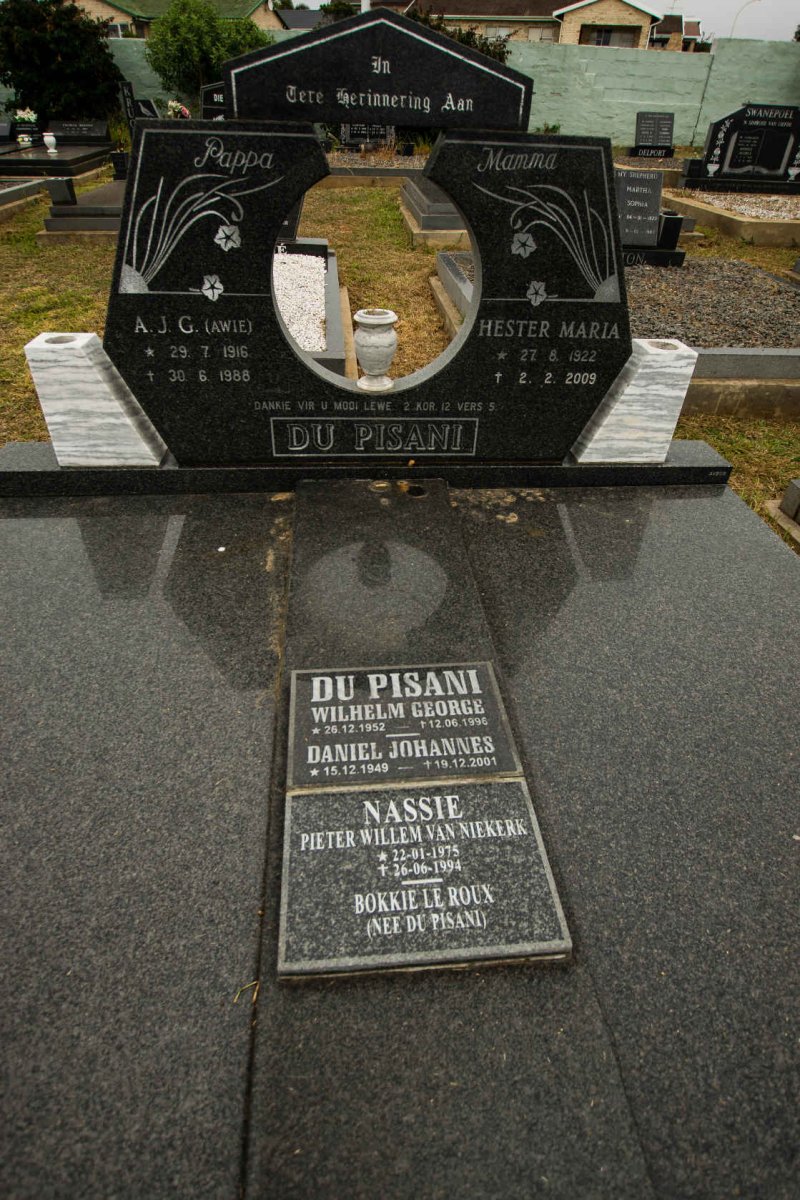 PISANI A.J.G., du 1916-1988 &amp; Hester Maria 1922-2009 :: DU PISANI Daniel Johannes 1949-2001