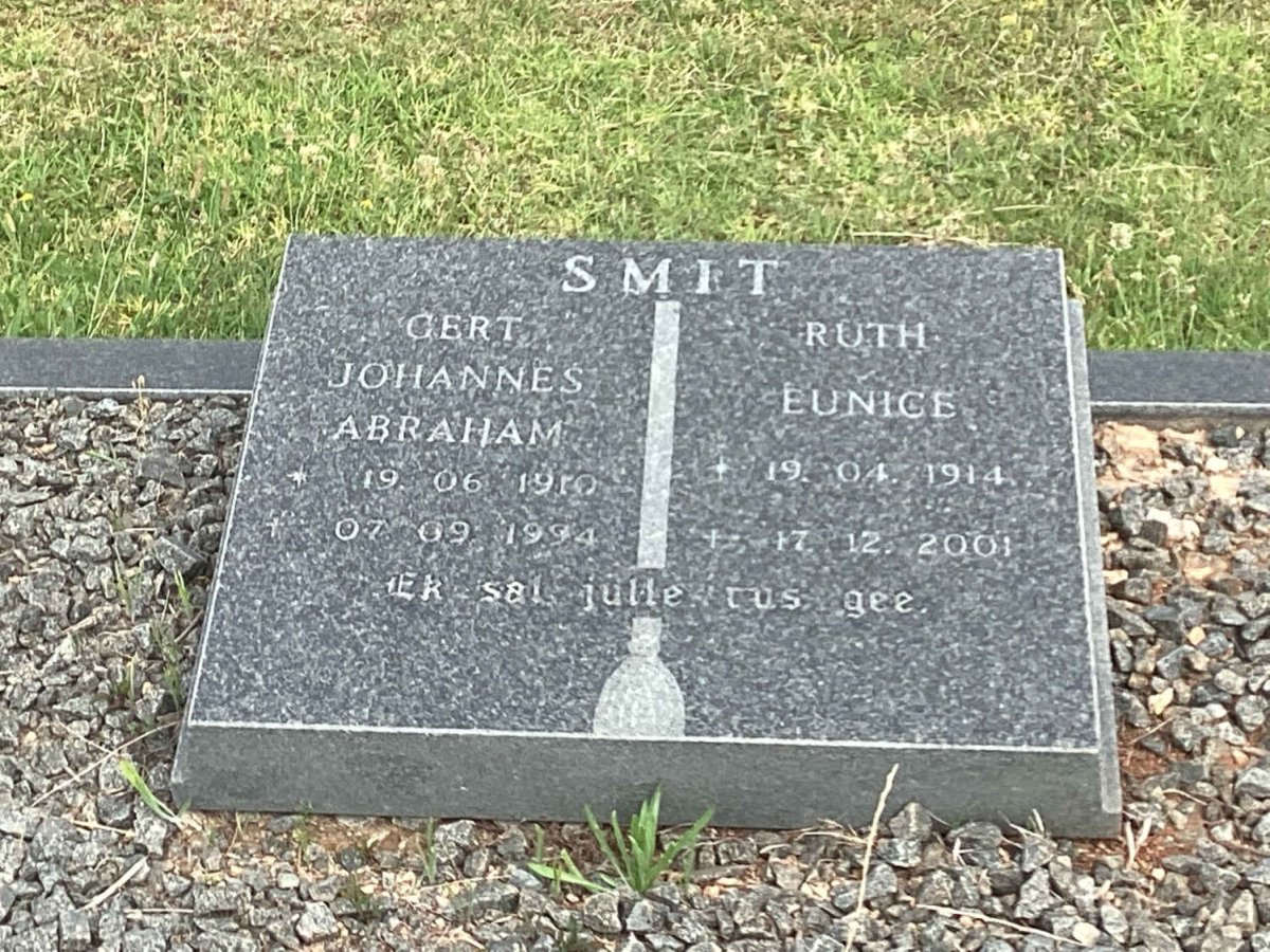 SMIT Gert Johannes Abraham 1910-1994 &amp; Ruth Eunice 1914-2001