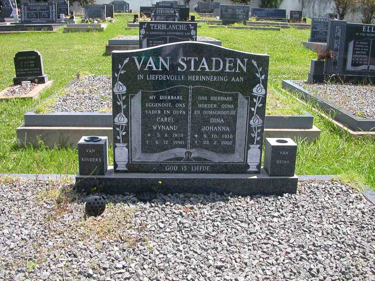 STADEN Carel Wynand, van 1909-1990 &amp; Dina Johanna 1916-2002