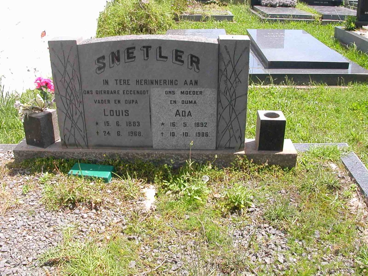 SNETLER Louis 1883-1968 &amp; Ada 1892-1986