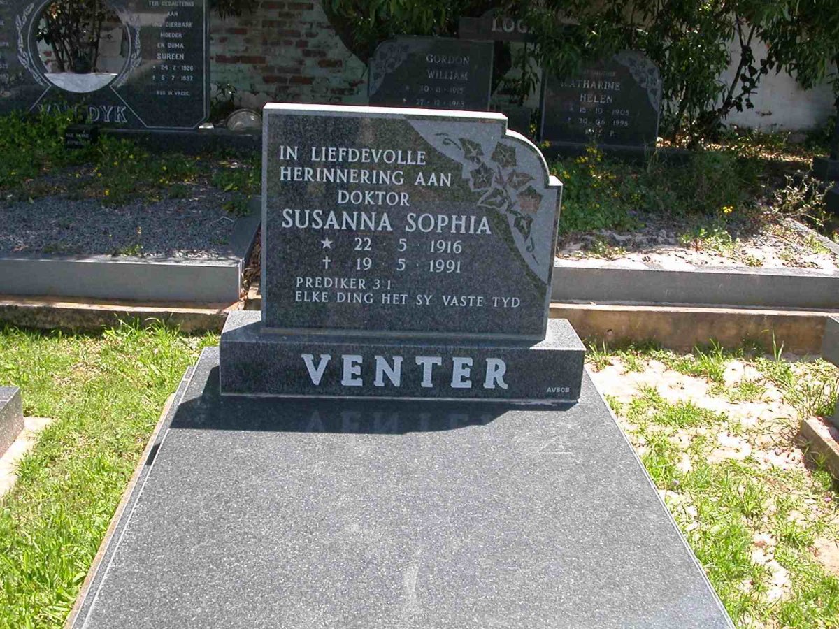 VENTER Susanna Sophia 1916-1991
