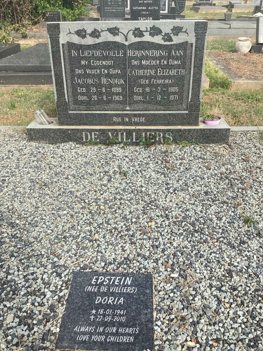 VILLIERS Jacobus Hendrik, de 1899-1969 &amp; Catherine Elizabeth FERREIRA 1905-1971