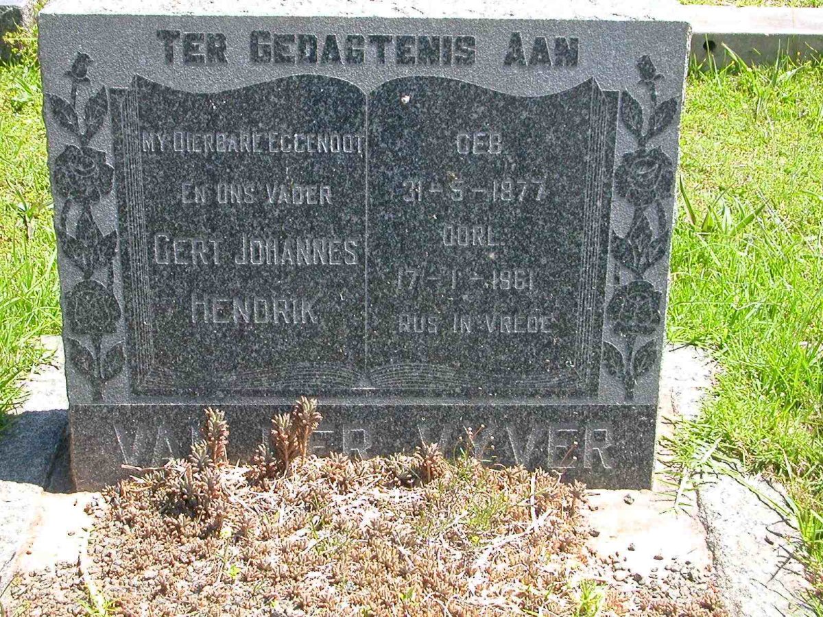 VYVER Gert Johannes Hendrik, van der 1877-1961