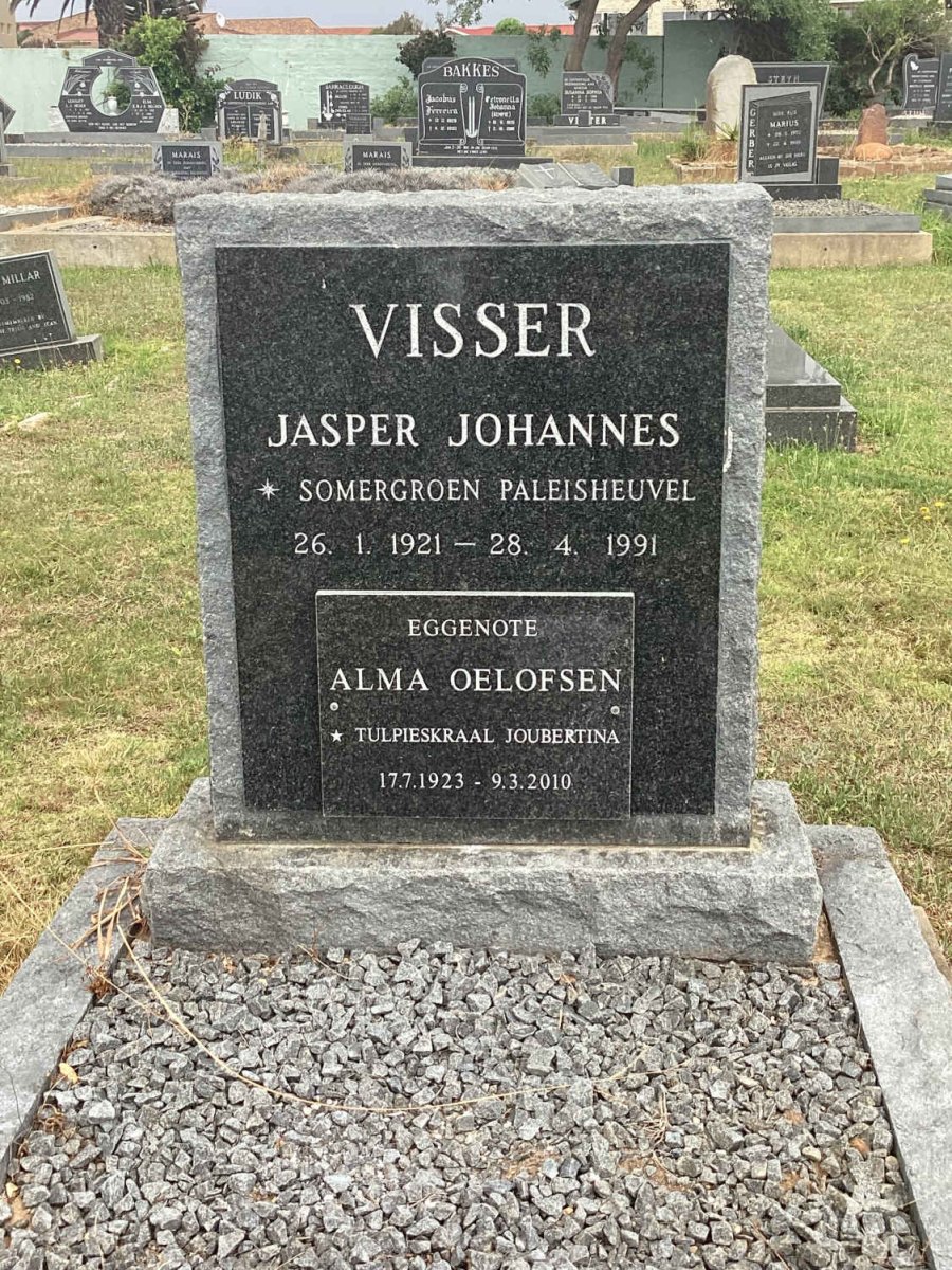 VISSER Jasper Johannes 1921-1991 &amp; Alma OELOFSEN 1923-2010