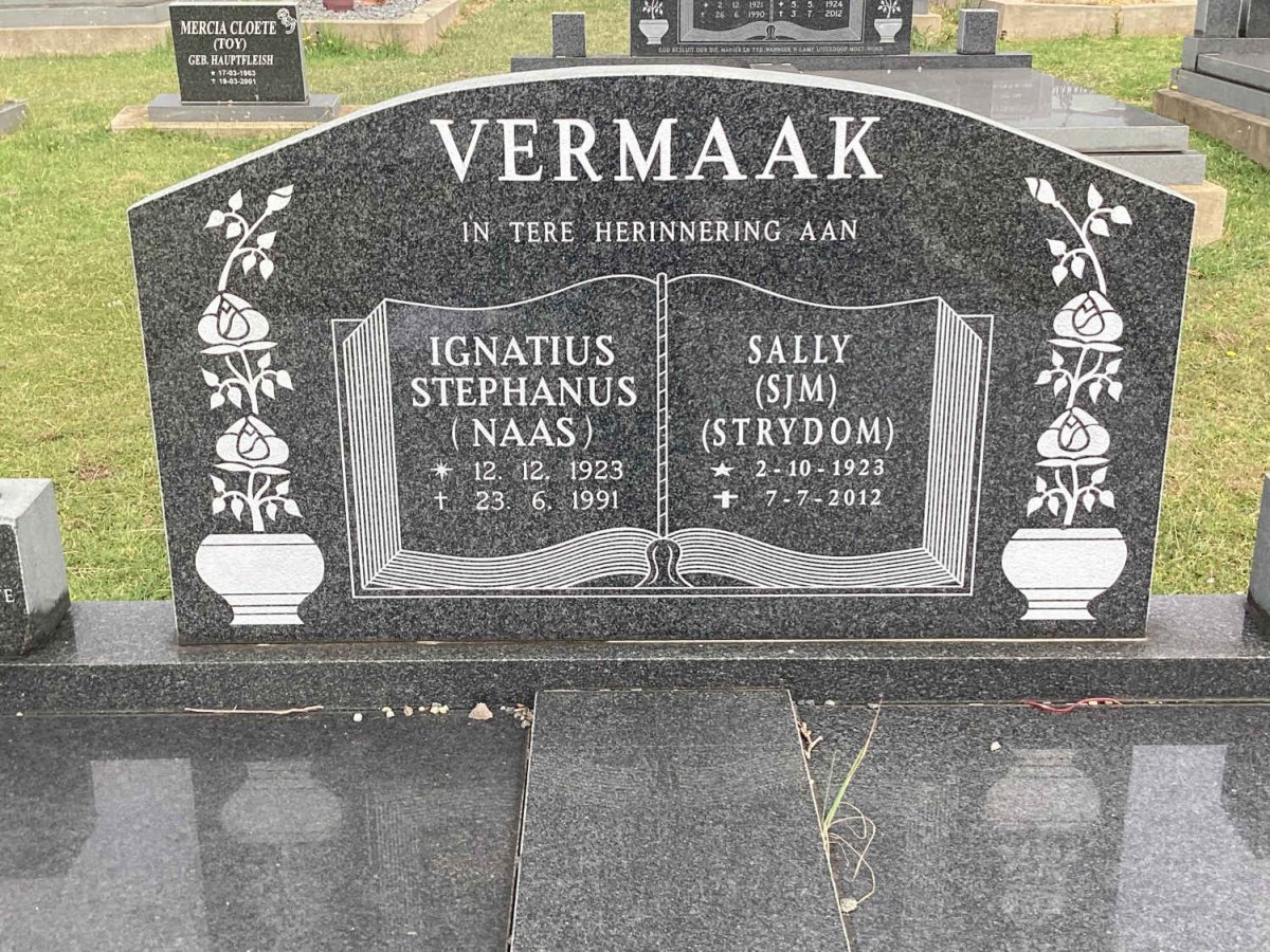 VERMAAK Ignatius Stephanus 1923-1991 &amp; S.J.M. STRYDOM 1923-2012