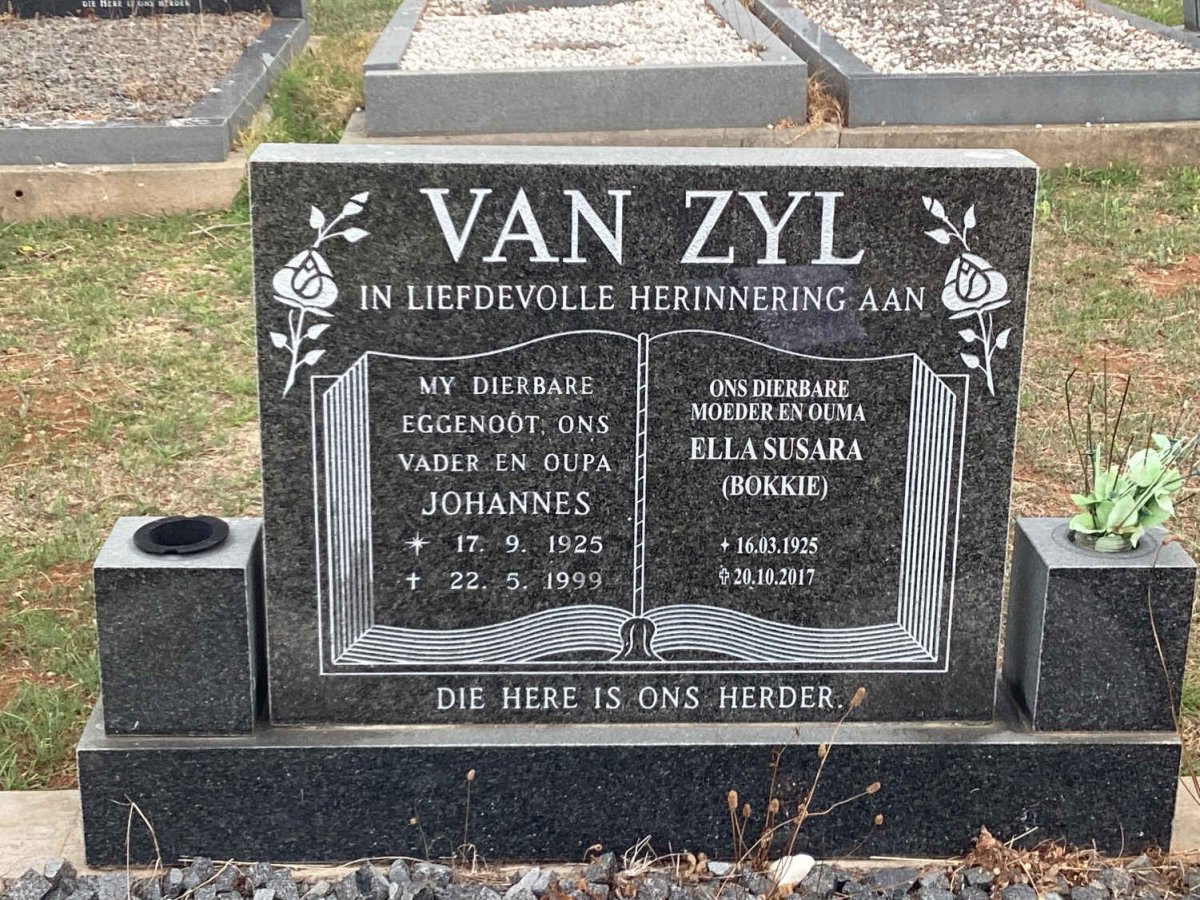 ZYL Johannes, van 1925-1999 &amp; Ella Susara 1925-2017