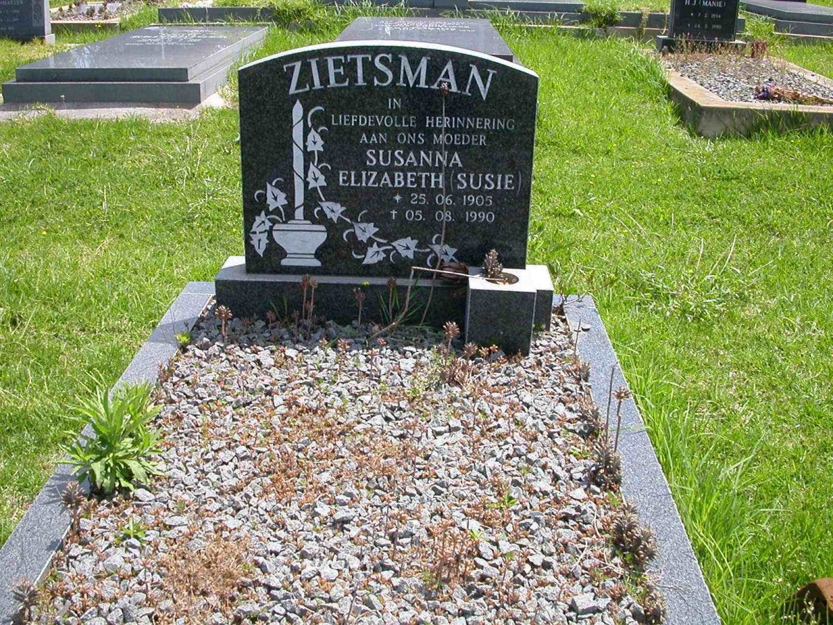 ZIETSMAN Susanna Elizabeth 1905-1990
