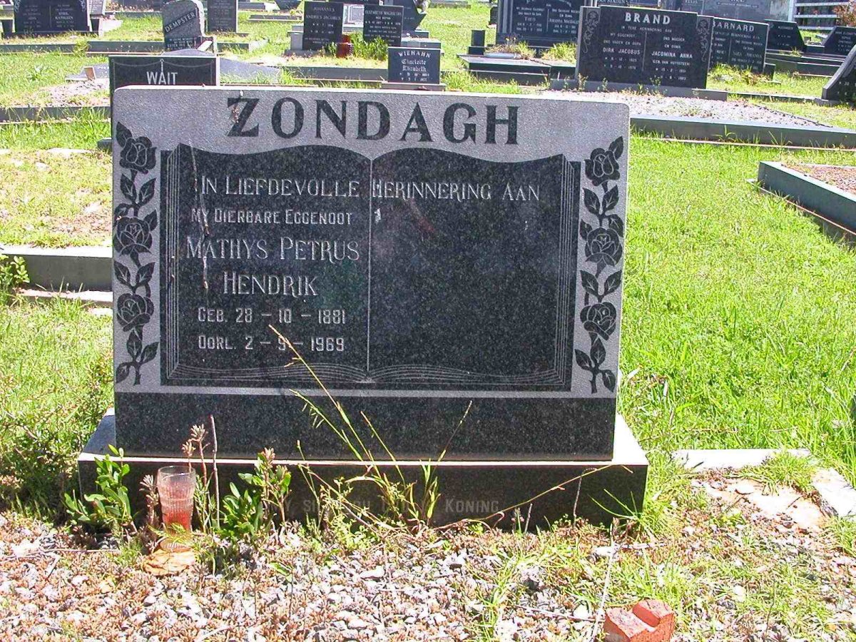 ZONDAGH Mathys Petrus Hendrik 1881-1969