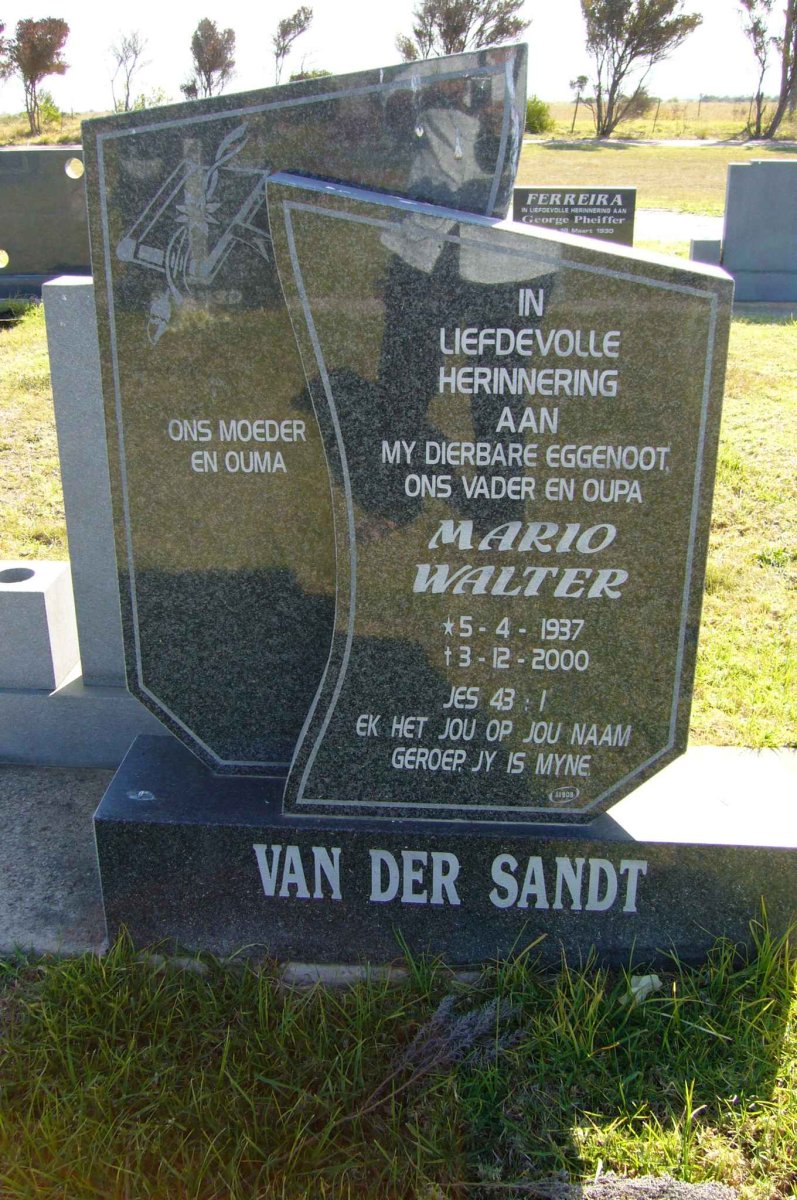 SANDT Mario Walter, van der 1937-2000