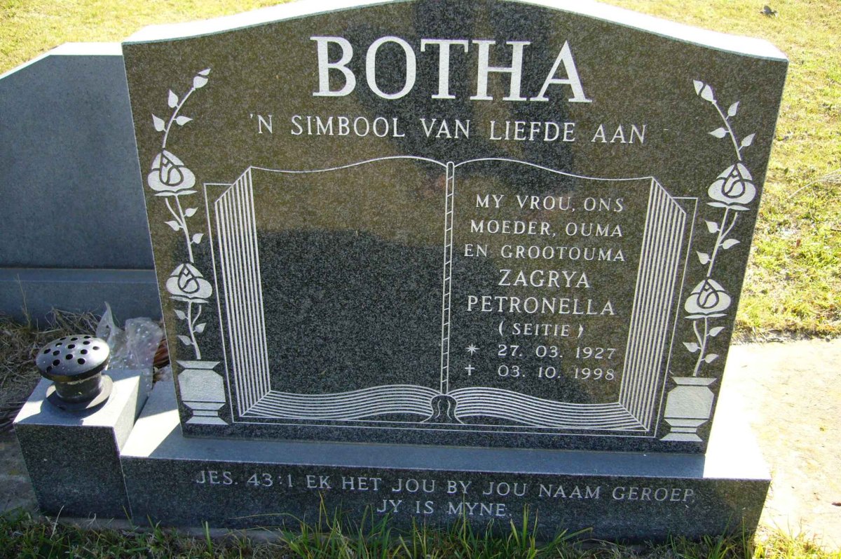 BOTHA Zagrys Petronella  1927-1998