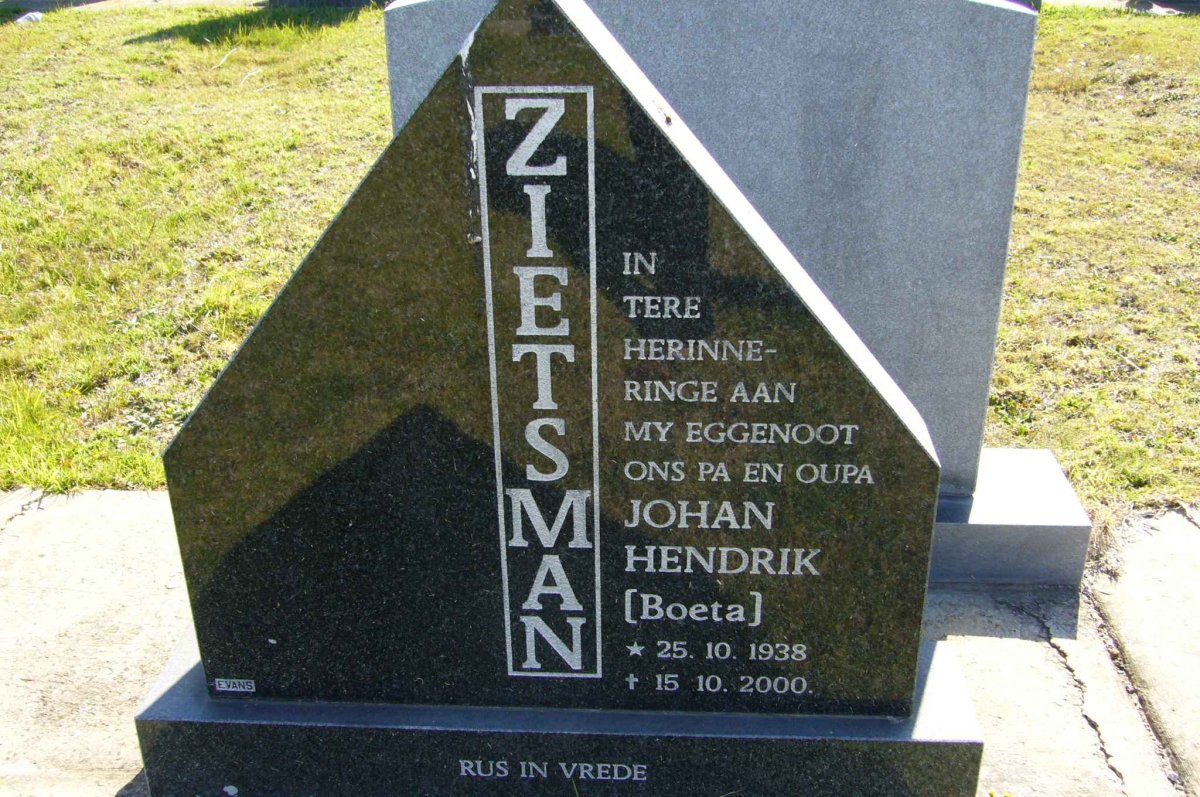 ZIETSMAN Johan Hendrik 1938-2000