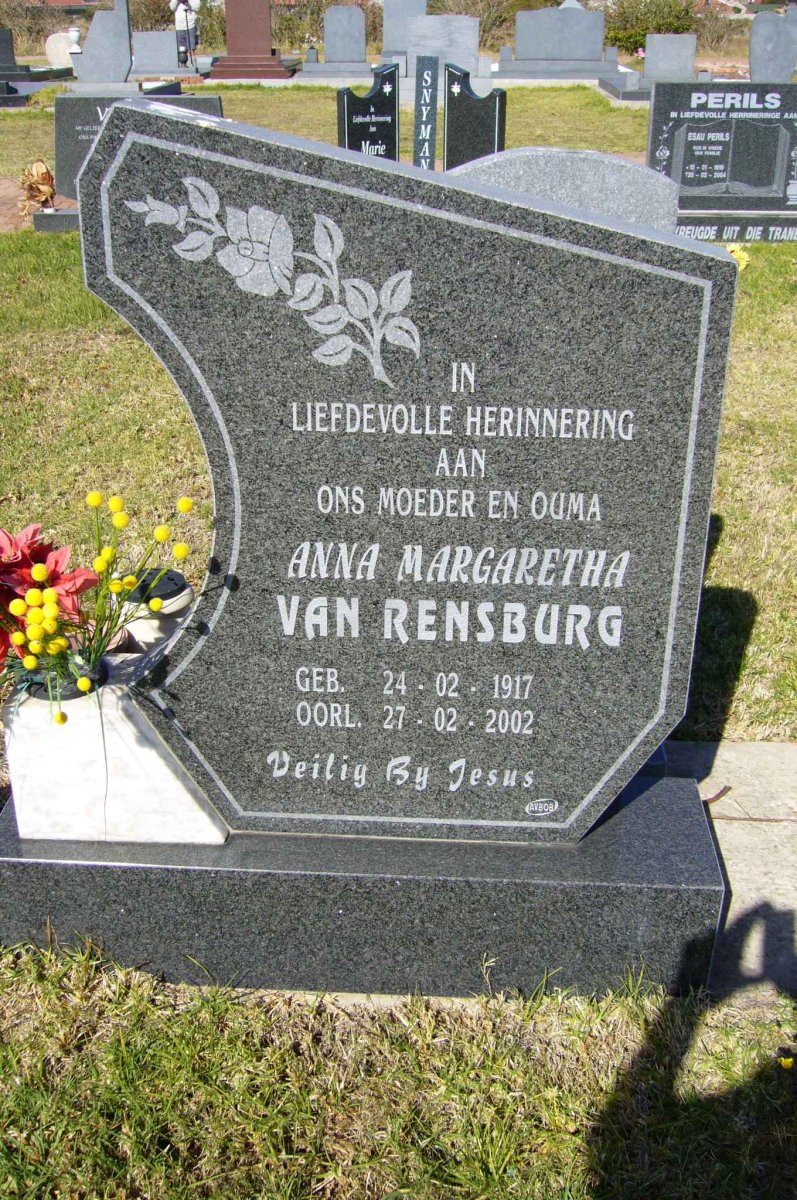RENSBURG Anna Margaretha, van 1917-2002