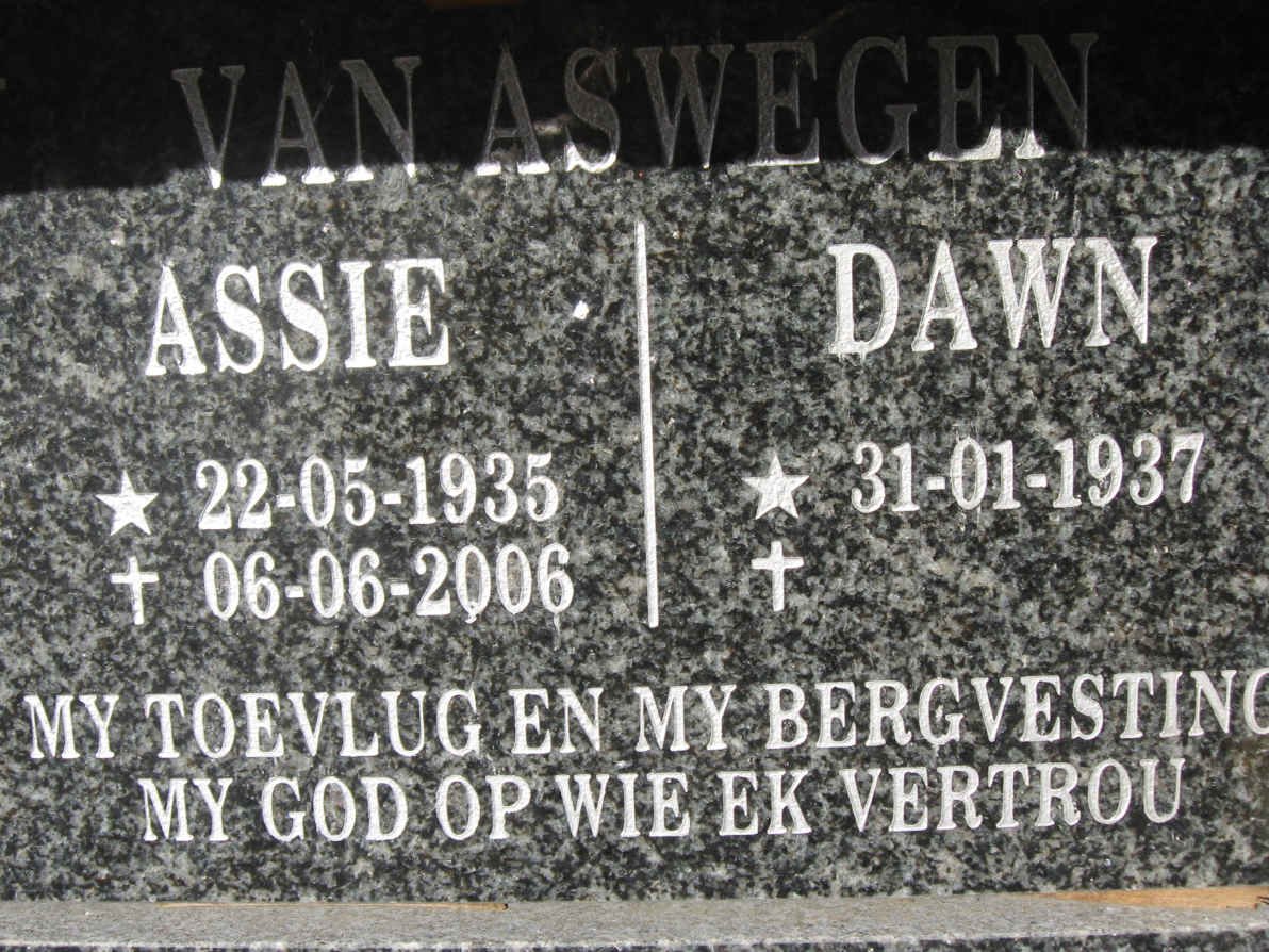 ASWEGEN Assie, van 1935-2006 &amp; Dawn 1937-