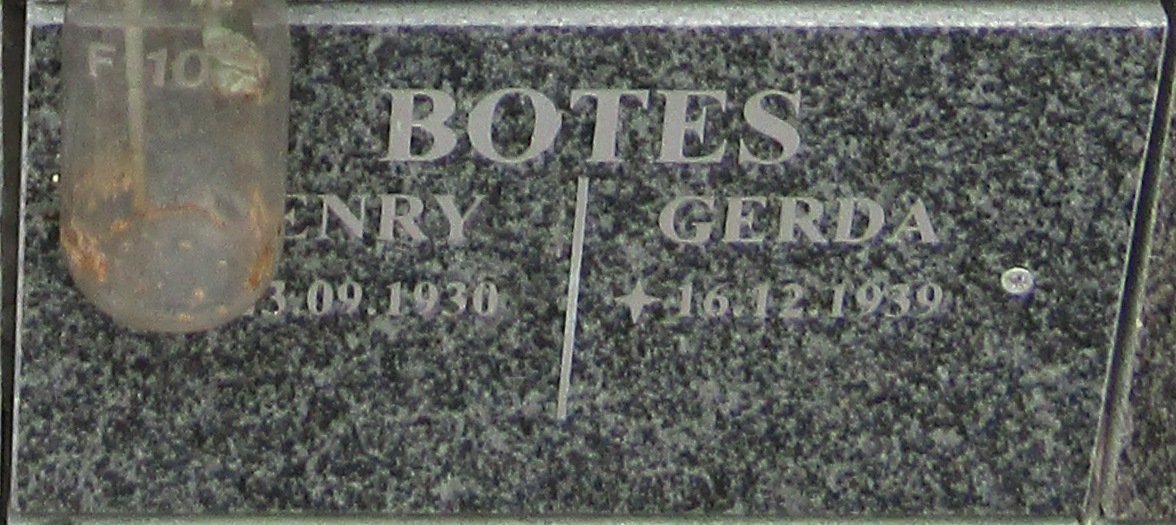BOTES Henry 1930- :: BOTES Gerda 1939-