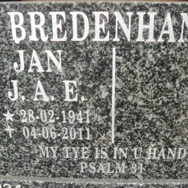 BREDENHANN J.A.E. 1941-2011