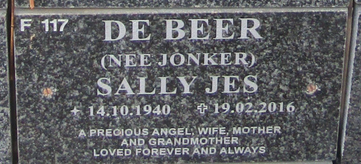 BEER Sally Jes, de nee JONKER 1940-2016