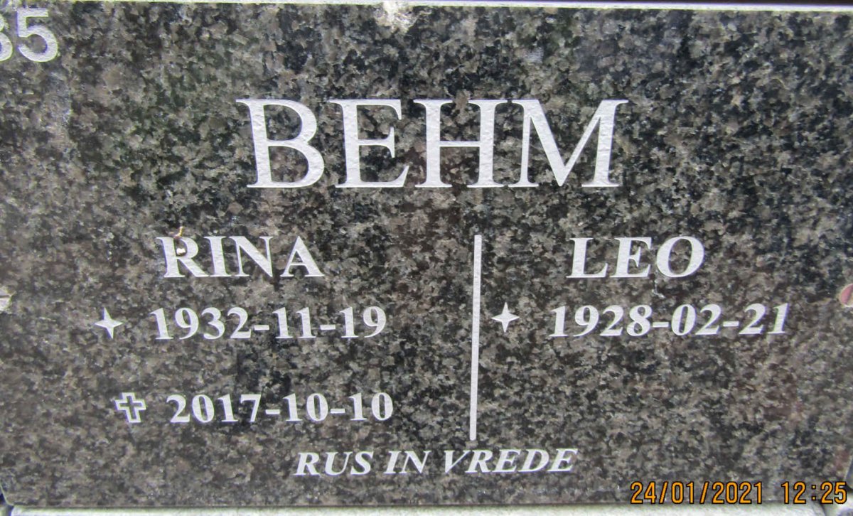 BEHM Leo 1928- &amp; Rina 1932-2017