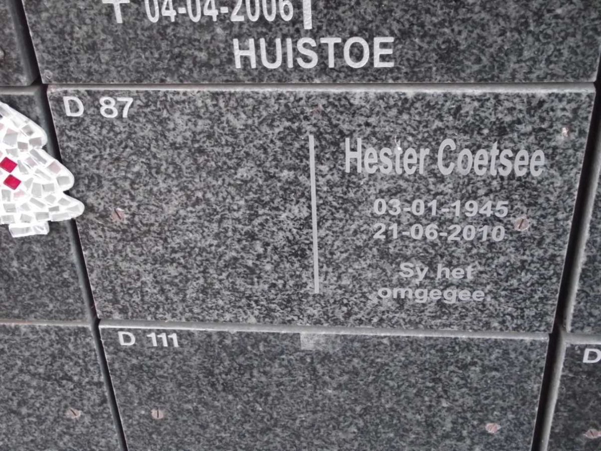 COETSEE Hester 1945-2010