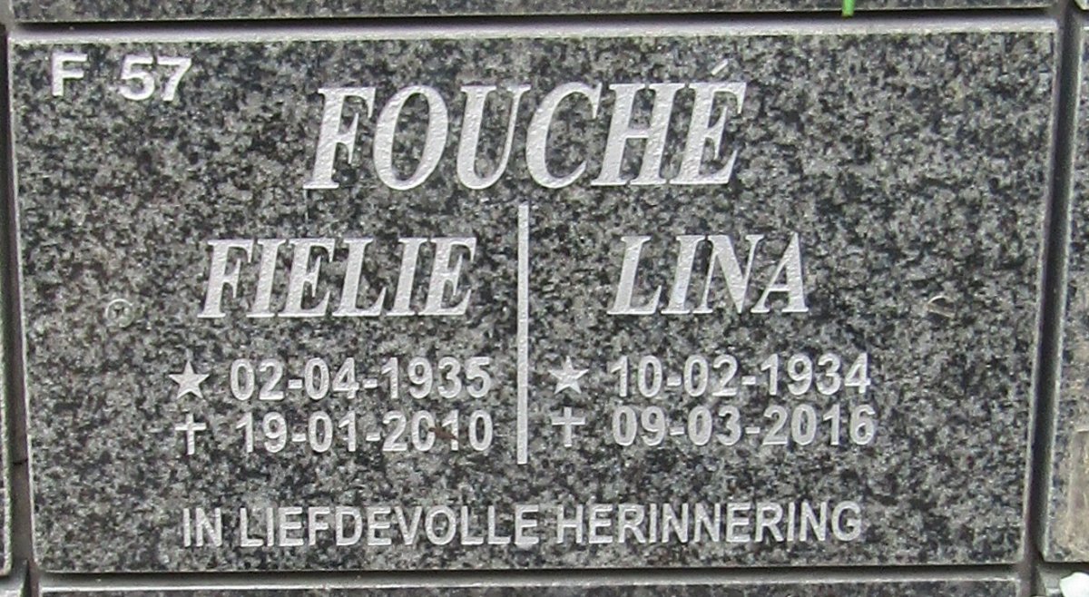 FOUCHE Fielie 1935-2010 &amp; Lina 1934-2016