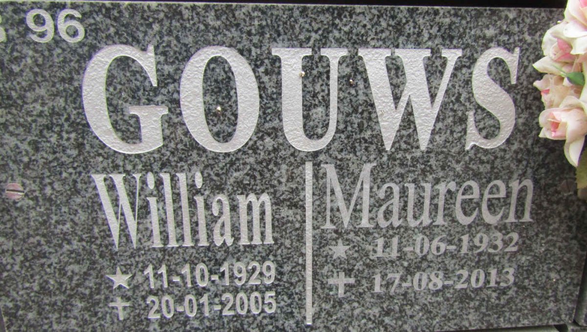 GOUWS William 1929-2005 &amp; Maureen 1932-2013