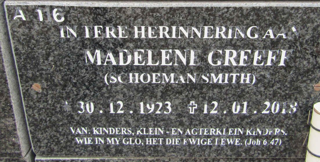 GREEFF Magdelene 1923-2018