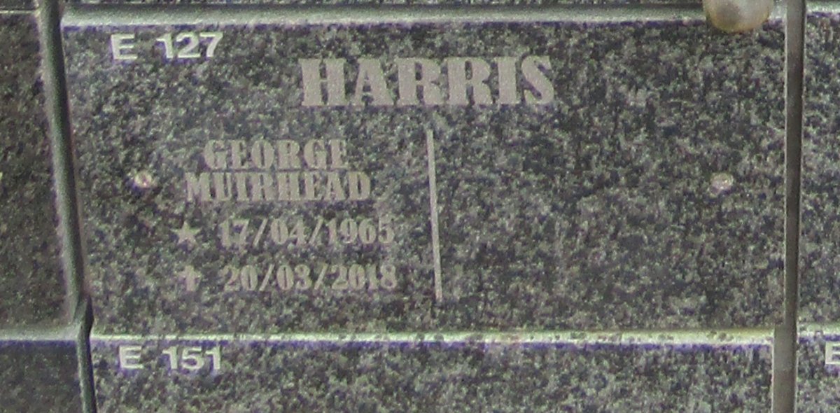 HARRIS George Muirhead 1965-2018
