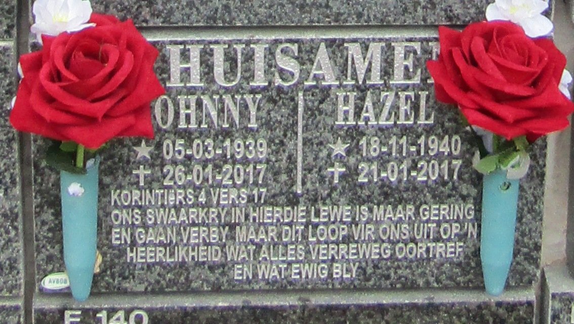 HUISAMEN Johnny 1939-2017 &amp; Hazel 1940-2017