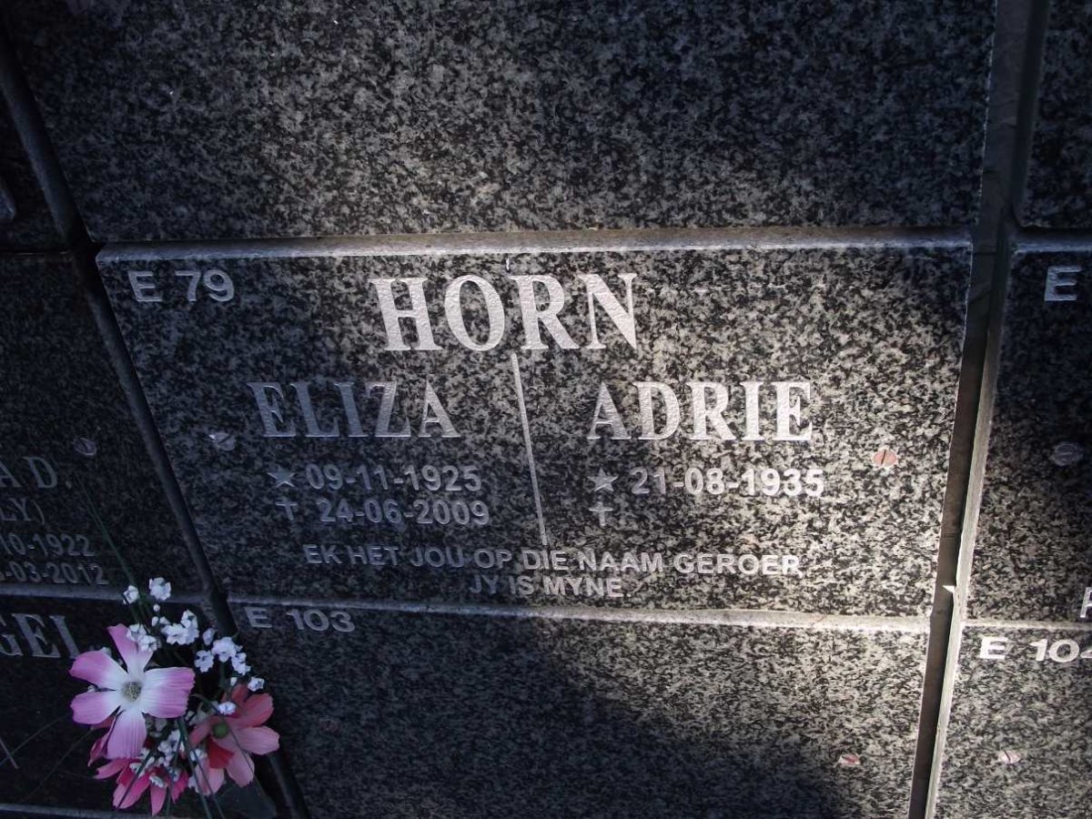 HORN Eliza 1925-2009 &amp; Adrie 1935-