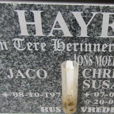 HAYES Christina Susanna 1936-2018 :: HAYES Jaco 197?-