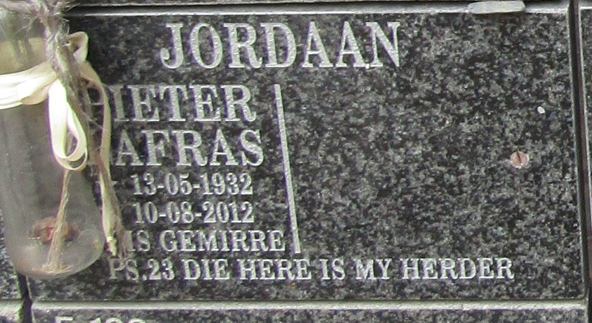 JORDAAN Pieter Lafras 1932-2012