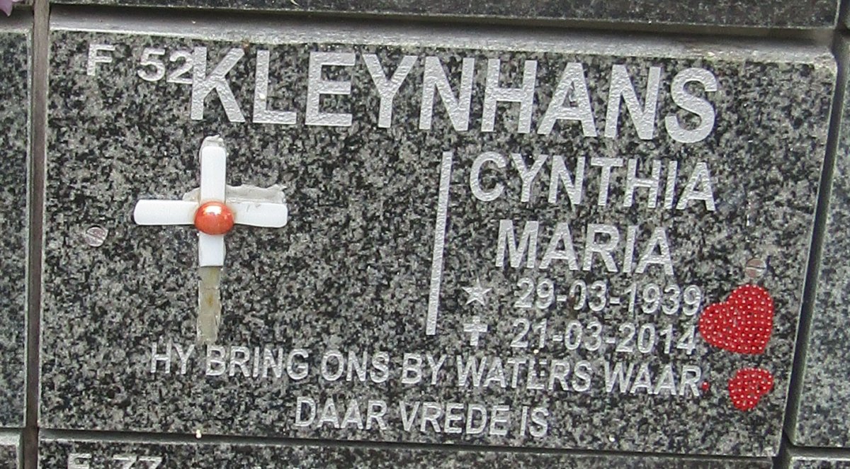 KLEYNHANS Cynthia Maria 1939-2014