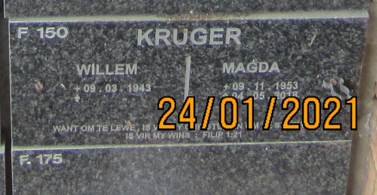 KRUGER Willem 1943- &amp; Magda 1953-2018