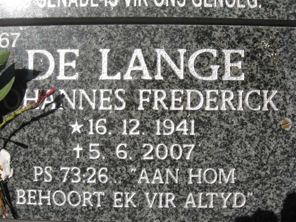 LANGE Johannes Frederick, de 1941-2007