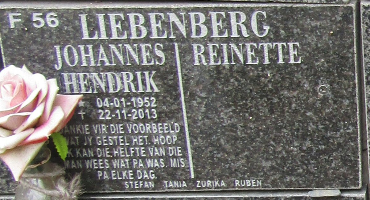 LIEBENBERG Johannes Hendrik 1952-2013 &amp; Reinette