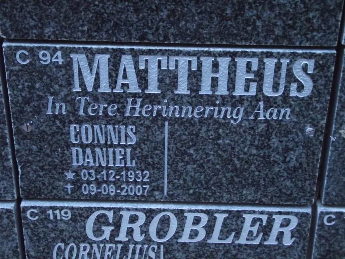 MATTHEUS Connis Daniel 1932-2007